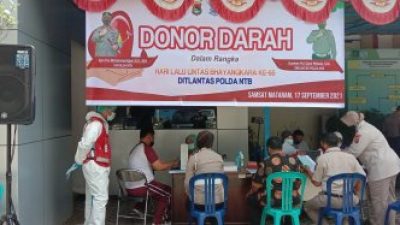 Rangkaian HUT Lalu Lintas Bhayangkara ke 66, Ditlantas Polda NTB Gelar Donor Darah – Peristiwa