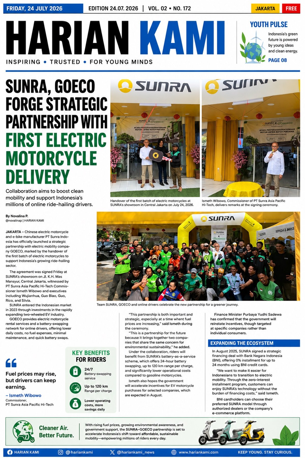 SUNRA, GOECO Forge Strategic Partnership with First Electric Motorcycle Delivery 7 ok 3
