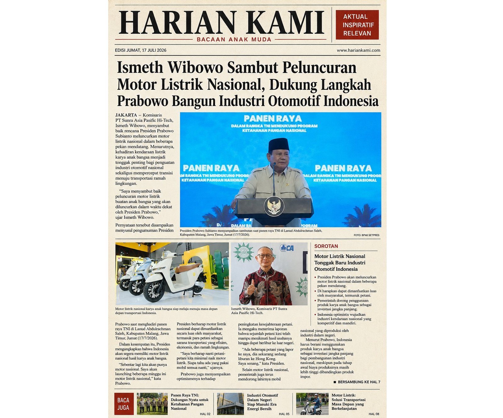 Ismeth Wibowo Welcomes Indonesia's National Electric Motorcycle Launch, Backs Prabowo's Automotive Industry Vision 1 ok